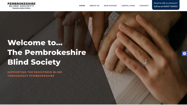 Screenshot of the Pembrokeshire Blind Society website
