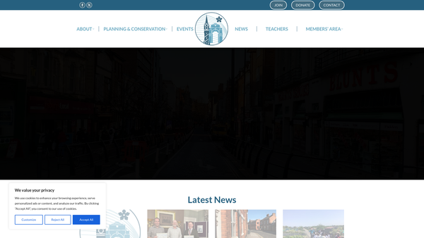 Screenshot of the Leicester Civic Society website
