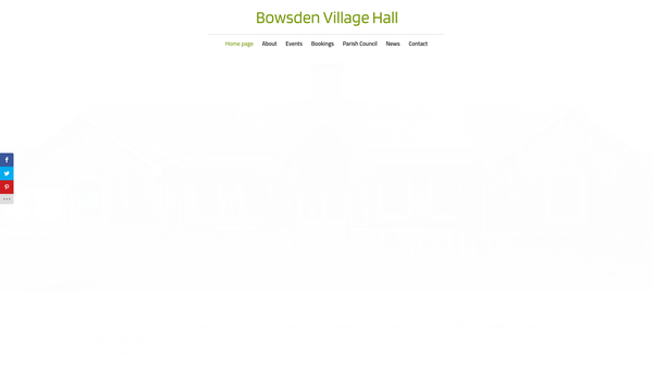 Screenshot of the Bowsden Village Hall website