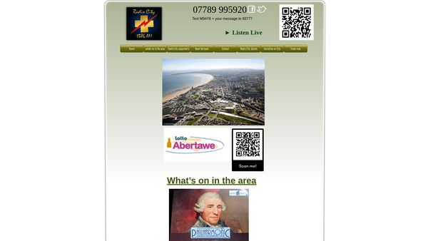 Screenshot of the Radio City 1386AM - The Swansea Bay UHB Hospital Radio Service website
