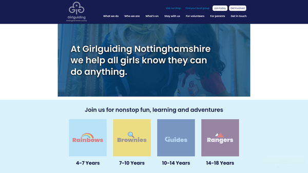 Screenshot of the The Guide Association - Nottinghamshire County website