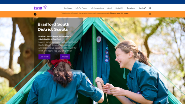 Screenshot of the Bradford South District Scout Council website