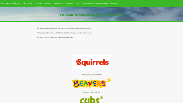Screenshot of the 1st Market Weighton Group (Tl/522) website