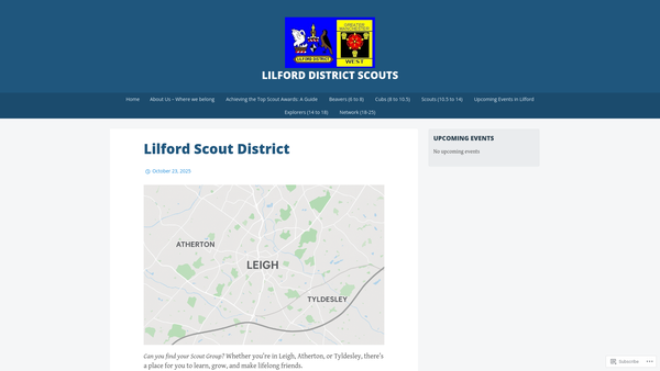 Screenshot of the Lilford District Scout Council website