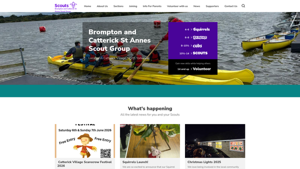 Screenshot of the 1st Catterick (St Annes ) Scout Group website
