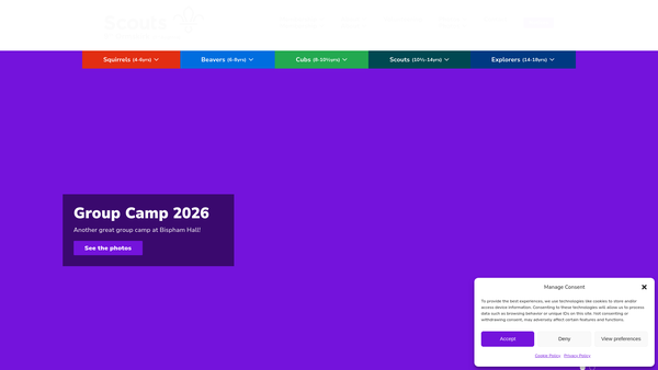 Screenshot of the 9th Ormskirk Scouts Group website
