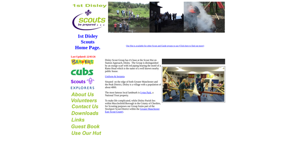 Screenshot of the 1st Disley Scout Group website