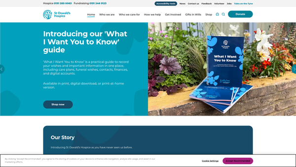 Screenshot of the St Oswald's Hospice Limited website