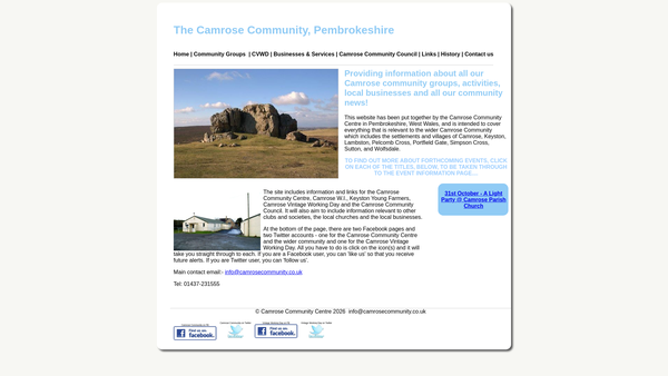 Screenshot of the Camrose Community Association website