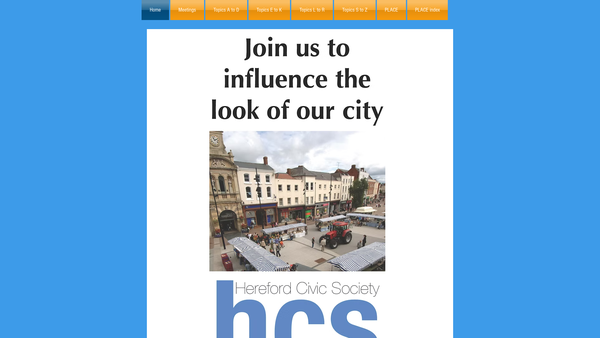 Screenshot of the The Hereford Civic Society website