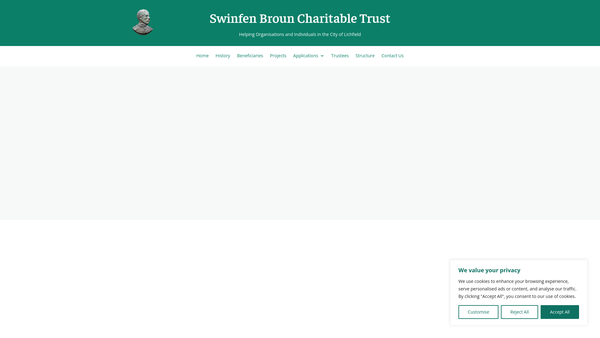 Screenshot of the The Swinfen Broun Charitable Trust website