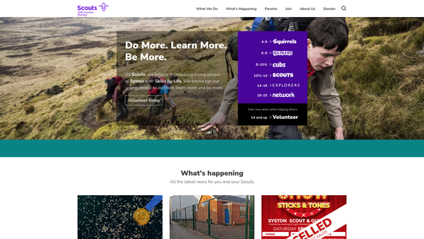 Screenshot of the 10th Leicester (Syston)scout Group website
