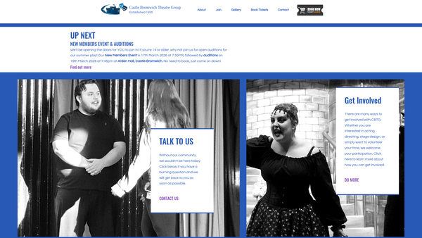 Screenshot of the The Castle Bromwich Theatre Group website