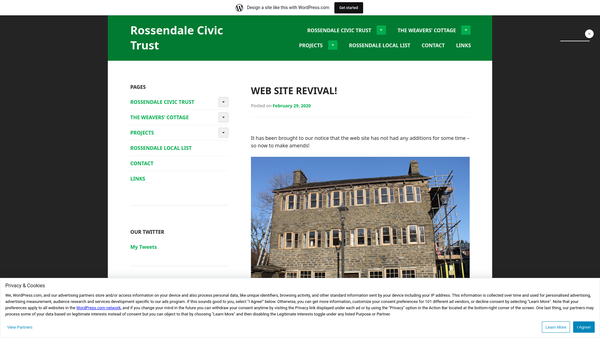 Screenshot of the Rossendale Civic Trust website