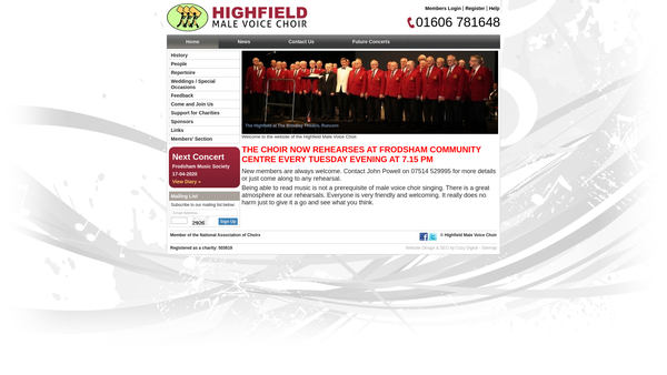 Screenshot of the Highfield Male Voice Choir website