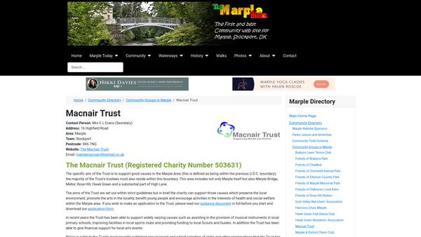Screenshot of the Macnair Trust website