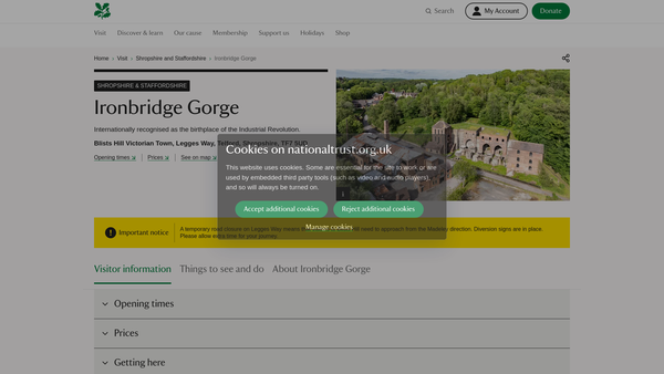 Screenshot of the Ironbridge Gorge Museum Trust Limited website