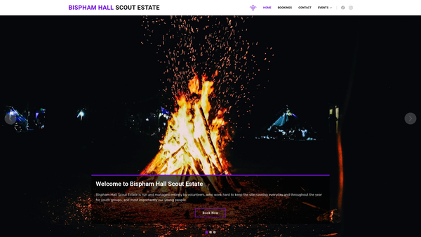 Screenshot of the Bispham Hall Scout Estate website