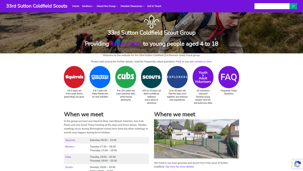 Screenshot of the 1st Banners Gate Scout Group website
