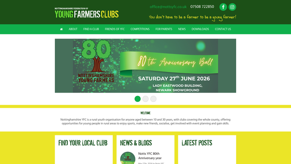 Screenshot of the Caunton And District Young Farmers Club website