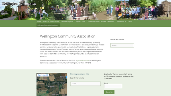 Screenshot of the Wellington Community Association website