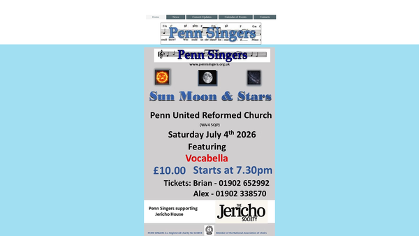 Screenshot of the Penn Singers website