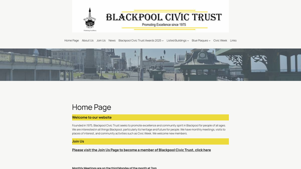 Screenshot of the Blackpool Civic Trust website