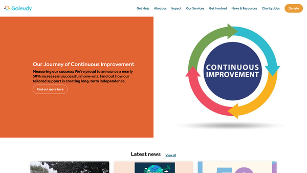Screenshot of the Goleudy Housing and Support Limited website