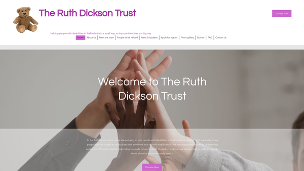 Screenshot of the The Ruth Dickson Trust website