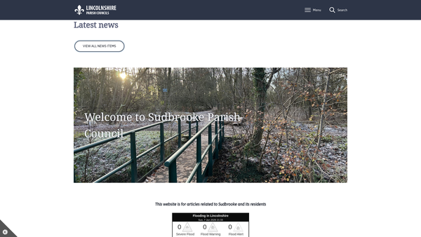 Screenshot of the Sudbrooke Village Hall website