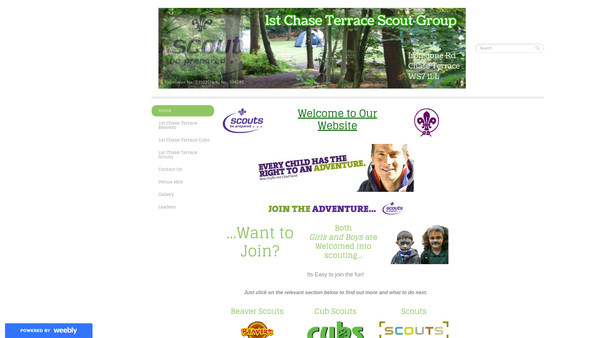 Screenshot of the 1st Chase Terrace Scout Group website