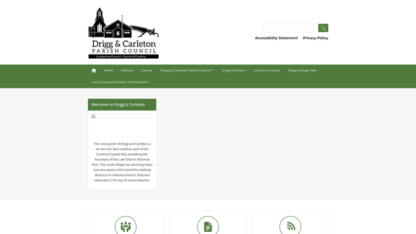 Screenshot of the The Drigg Charity website