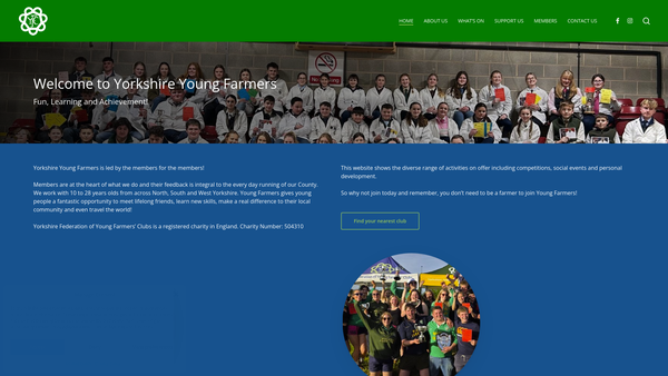 Screenshot of the Yorkshire Federation Of Young Farmers' Clubs website
