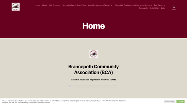 Screenshot of the Brancepeth Community Association website
