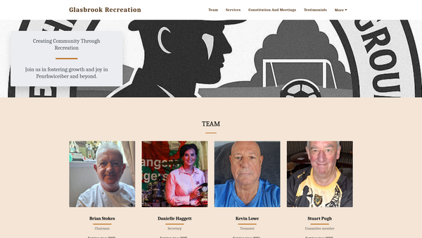 Screenshot of the Penrhiwceiber Recreation Ground Scheme website