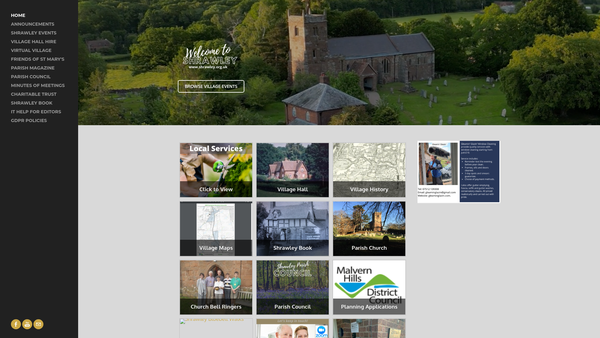 Screenshot of the Shrawley Parish Hall website