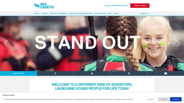 Screenshot of the Gateshead Unit Of The Sea Cadet Corps website