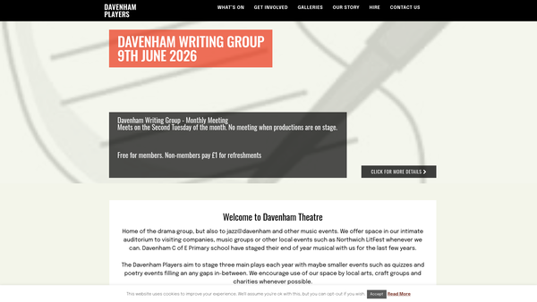 Screenshot of the The Davenham Players website