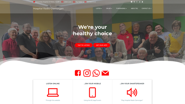 Screenshot of the Radio Glamorgan (Morgannwg) Hospital Radio Service website