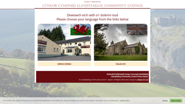 Screenshot of the Llandyfaelog Village Hall website
