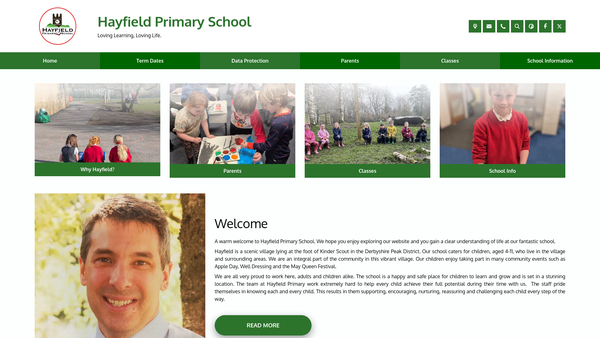 Screenshot of the Hayfield Parent Teacher Association website