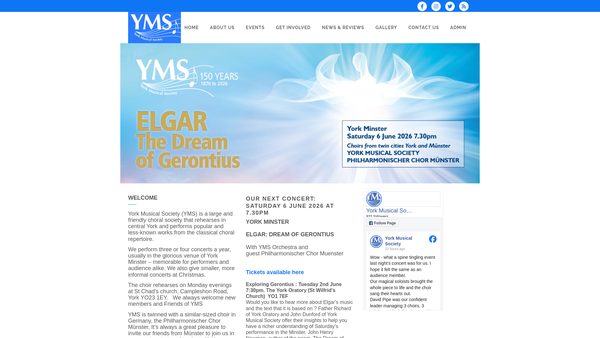 Screenshot of the York Musical Society website