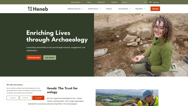 Screenshot of the The Trust For Welsh Archaeology website