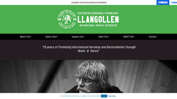 Screenshot of the The Llangollen International Musical Eisteddfod Limited website