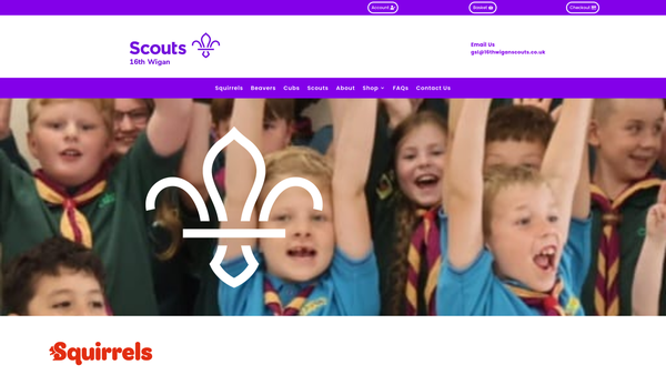 Screenshot of the 16th Wigan Scout Group website