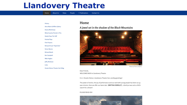 Screenshot of the Llandovery Theatre Committee website