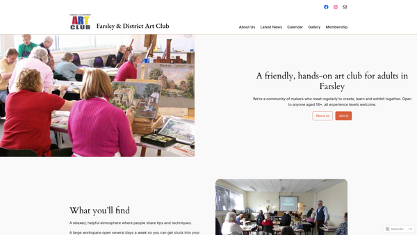 Screenshot of the Farsley And District Art Club website