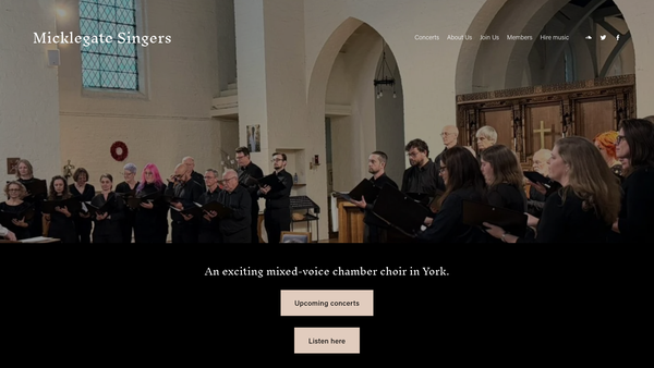 Screenshot of the Micklegate Singers website