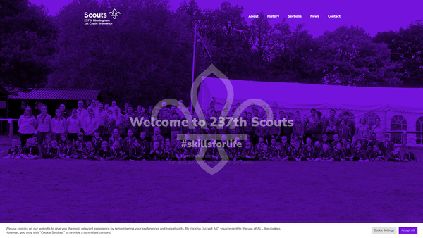 Screenshot of the 237th Birmingham (1St Castle Bromwich) Scout Group website