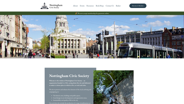Screenshot of the Nottingham Civic Society website